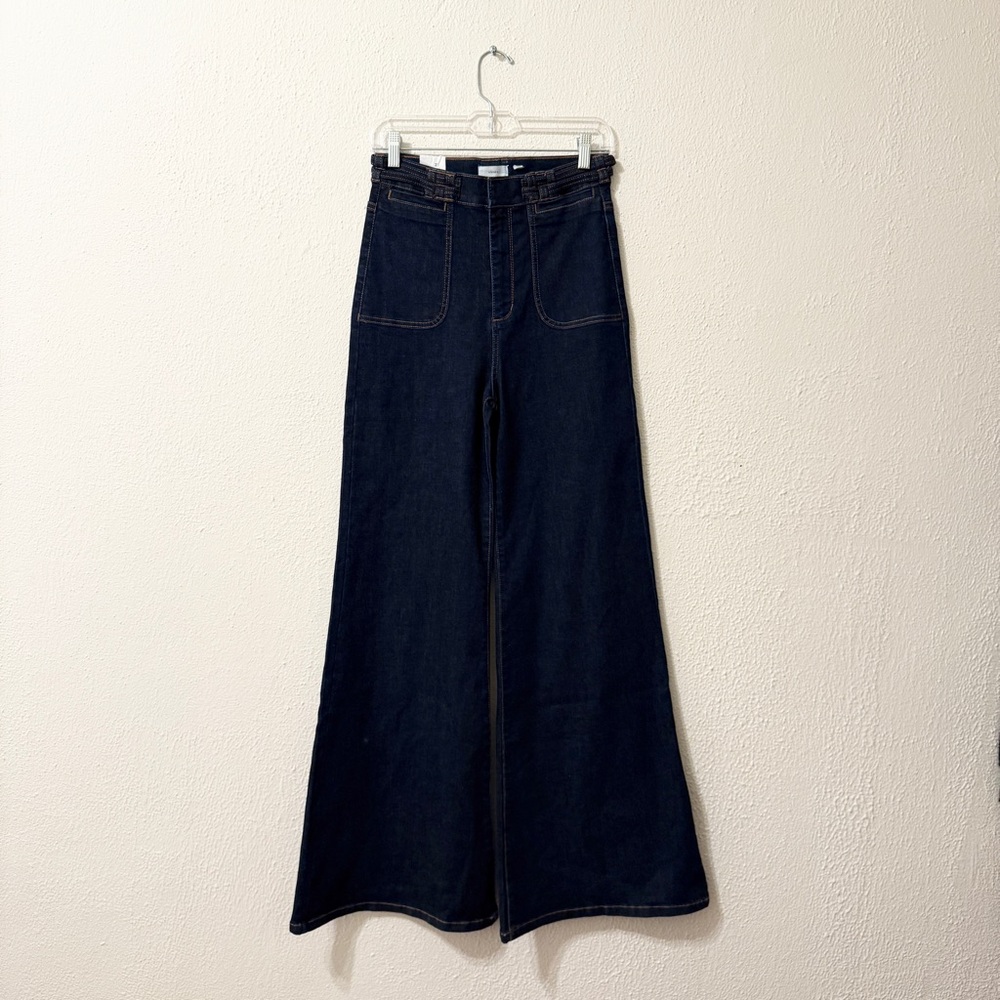 NWT Dark Wash Wide Leg High Rise Jeans Size 27